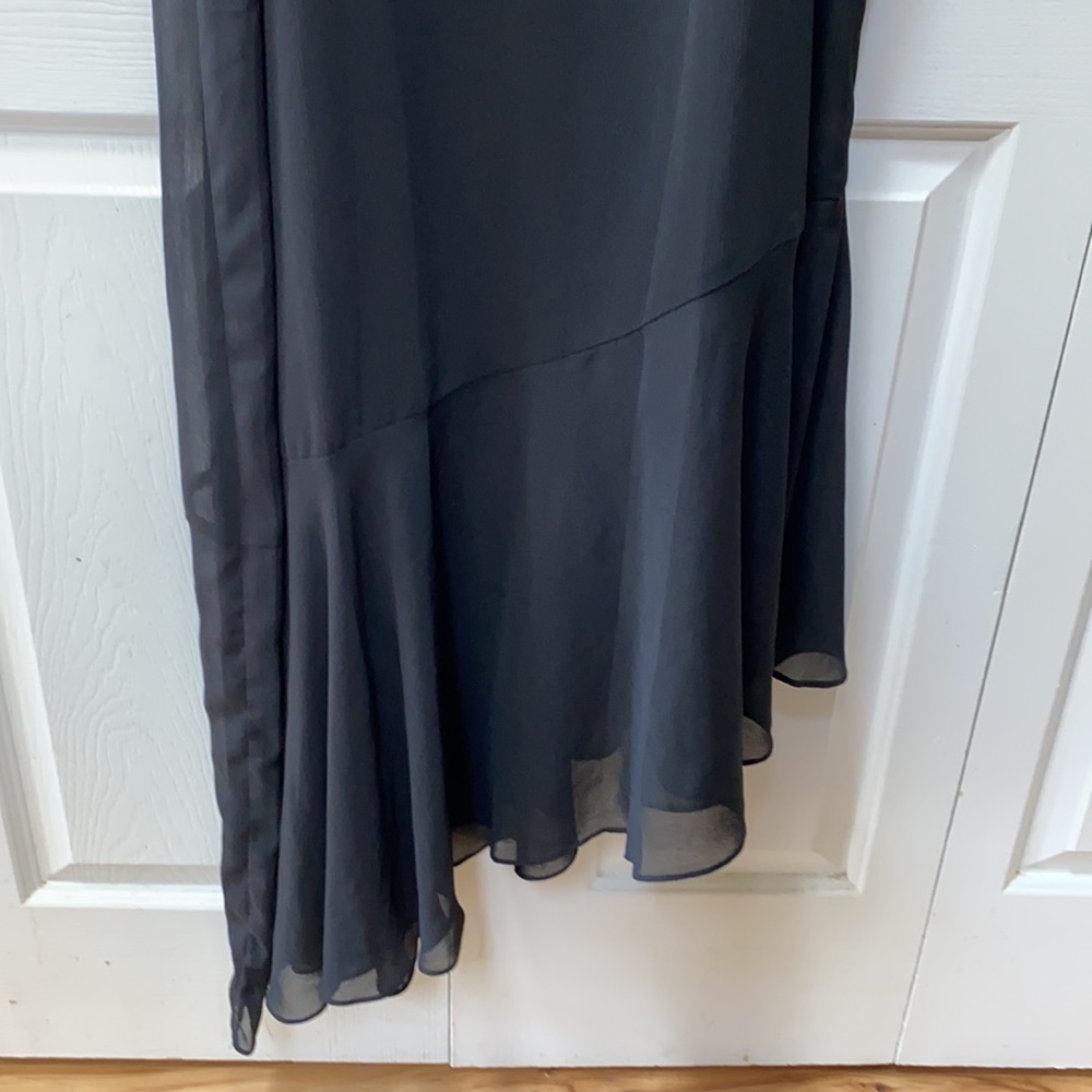 Asymmetrical Black Ruffle Maxi Dress - Picture 3 of 4